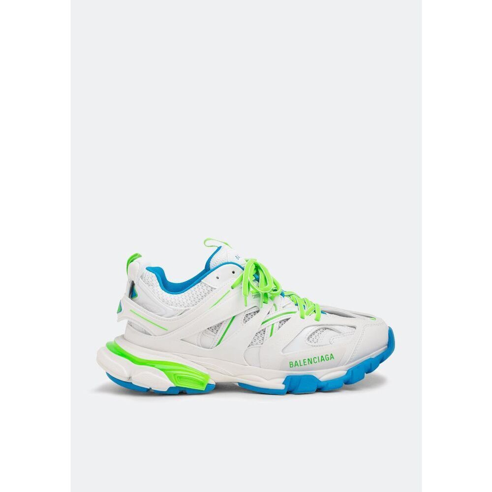 Balenciaga Women's Track Low Top Sneakers - White/Green/Blue 10 - Picture 1 of 11